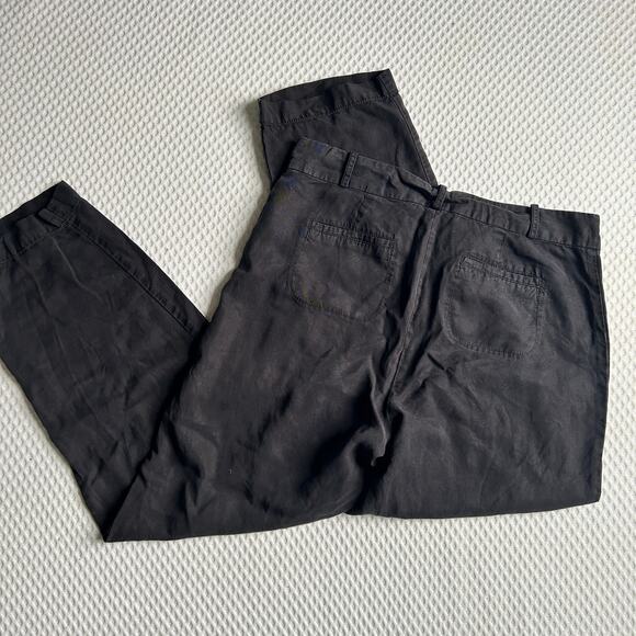 Saks Fifth Avenue Lyocell Ankle Pants M Black Trousers Crop Travel Capsule Women - Picture 2 of 6